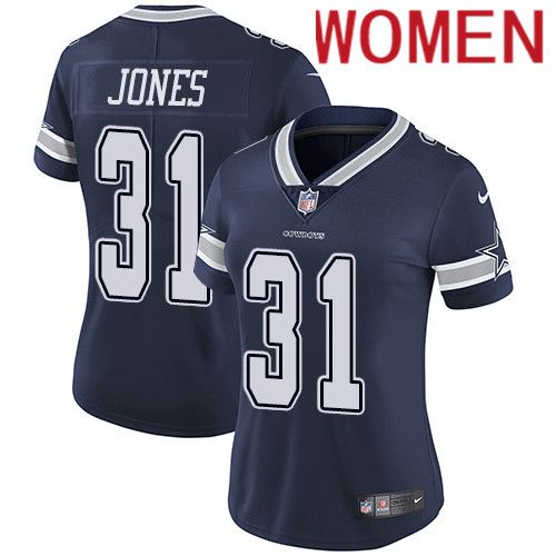 Women Dallas Cowboys 31 Byron Jones Nike Navy Vapor Limited NFL Jersey